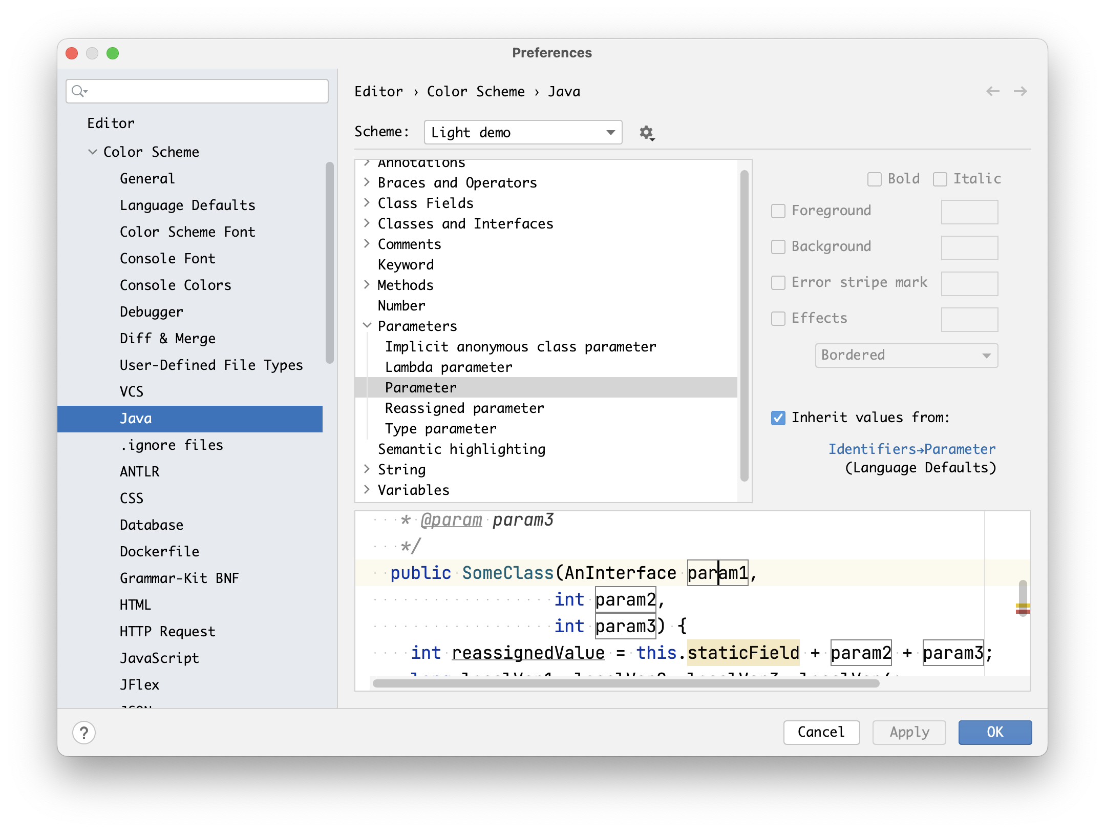 Screen Shot Color Scheme Editor